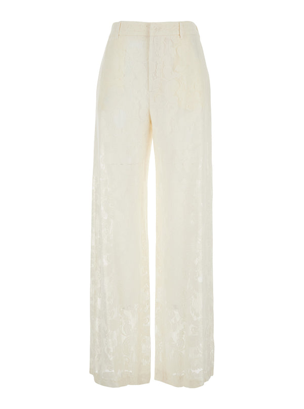 Trousers Lorenza White Lace Cotton