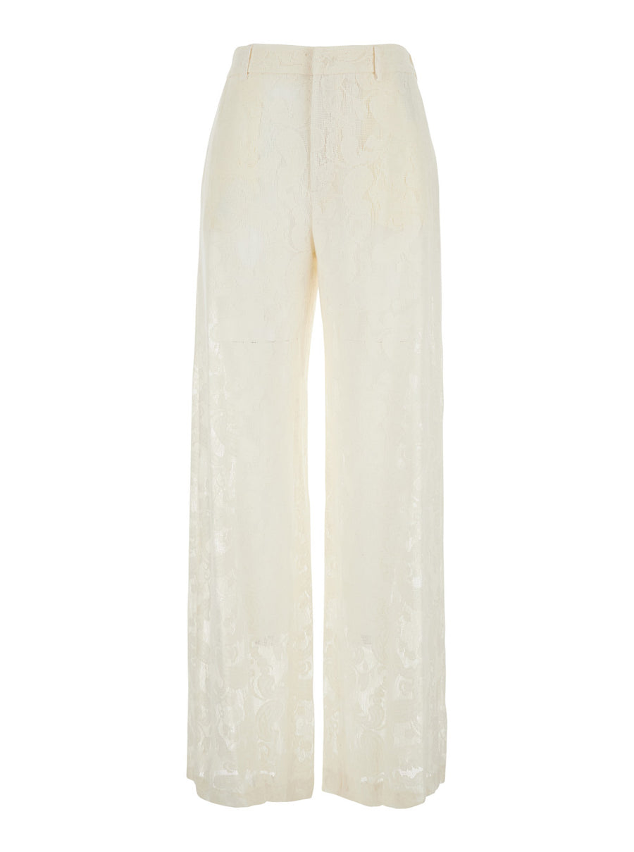 Trousers Lorenza White Lace Cotton