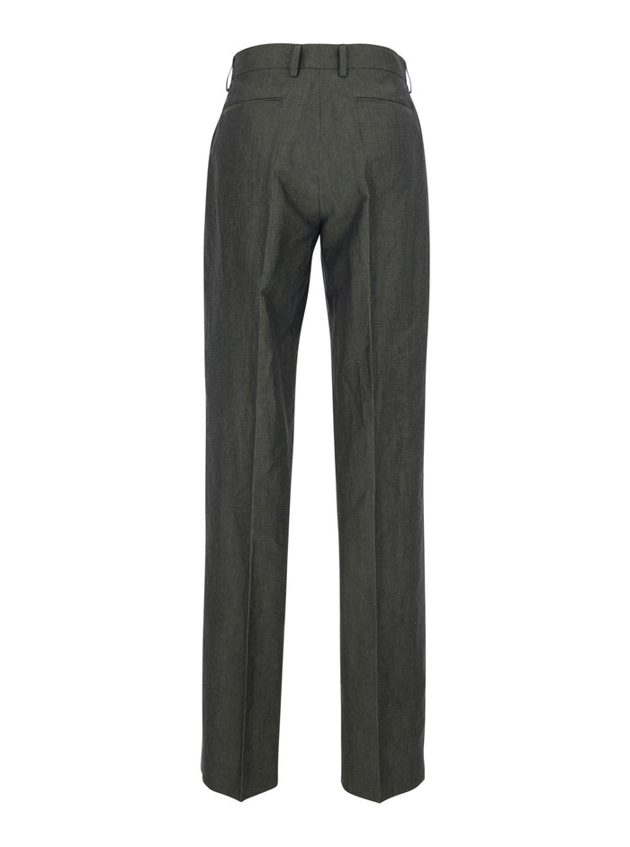 AMBRA LINEN AND COTTON FINE PLAIN WEAVE Brown Pants for Men Trousers