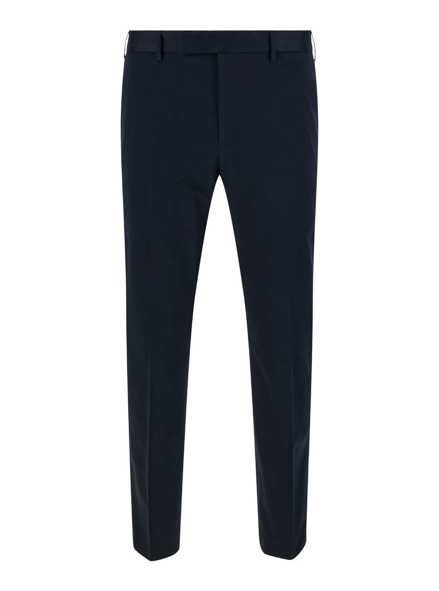 Slim Fit Trousers Blue Cotton-Blend