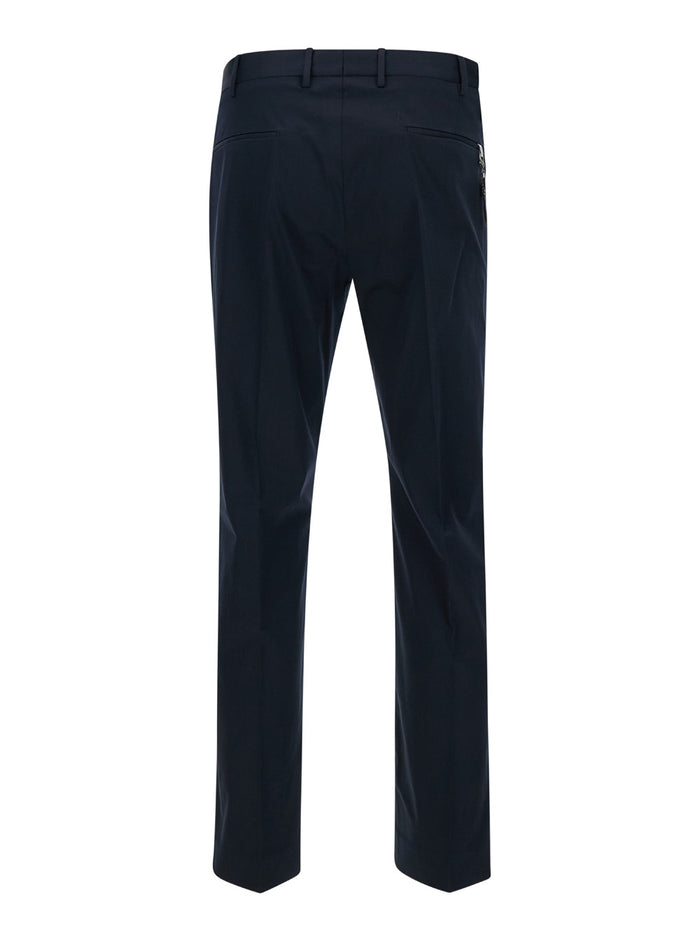 Mens Blue Slim Fit Pants in Cotton Blend Blu Elastane Trousers