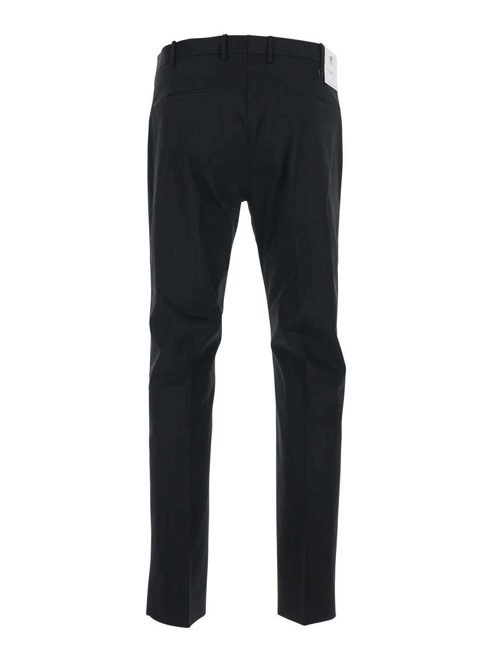 Black Trousers with Belt Loops and Welt Pockets on the Back in Cotton for Men Elastane