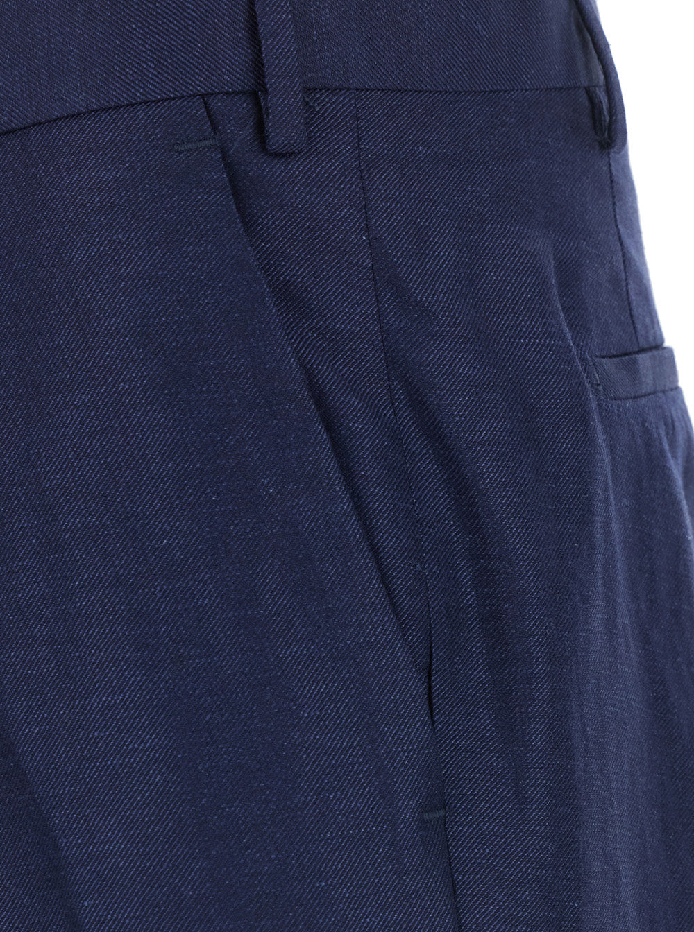Pants With Pockets And Raw Hems Blue Tech Fabric For Men Blu Trousers