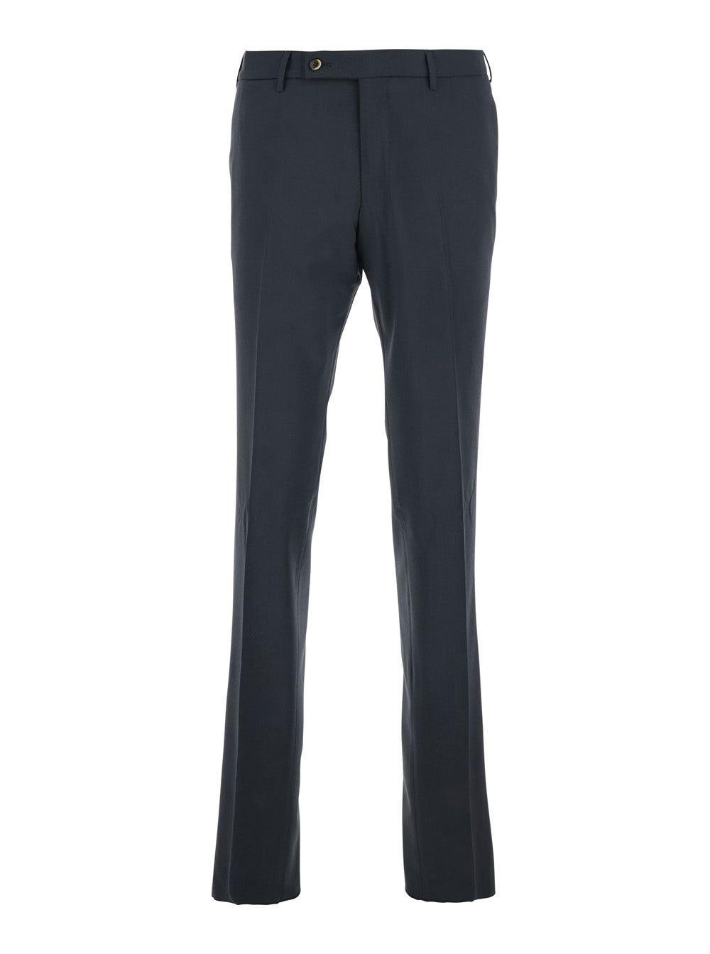 Slim Fit Pants with Belt Loops and Back Welt Pockets in Dark Grey Wool for Men Virgin Elastane Trousers