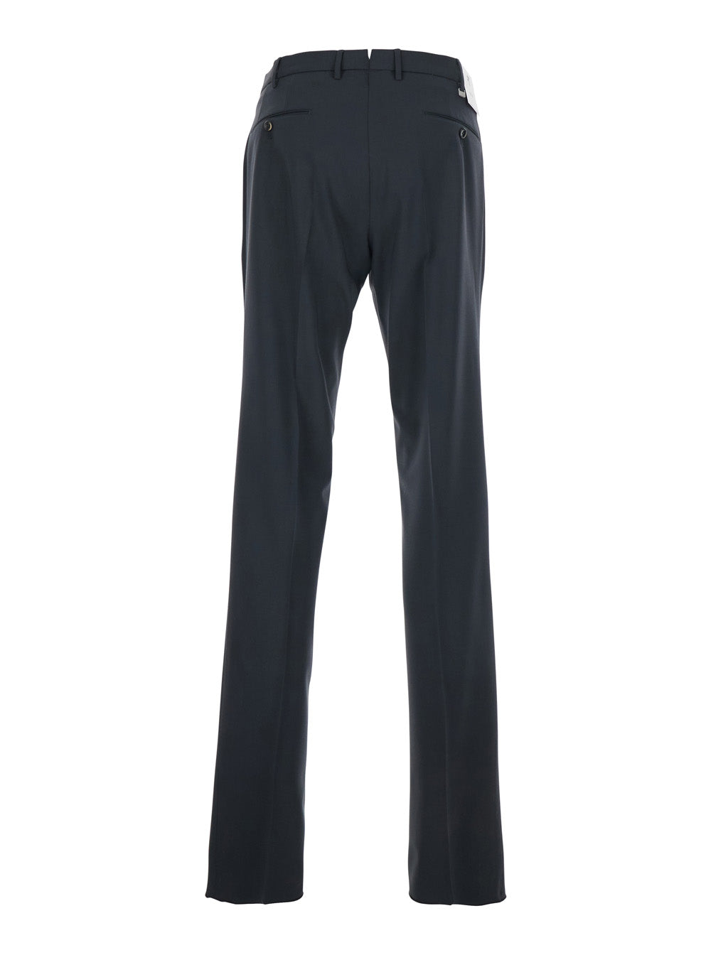 Slim Fit Pants with Belt Loops and Back Welt Pockets in Dark Grey Wool for Men Virgin Elastane Trousers