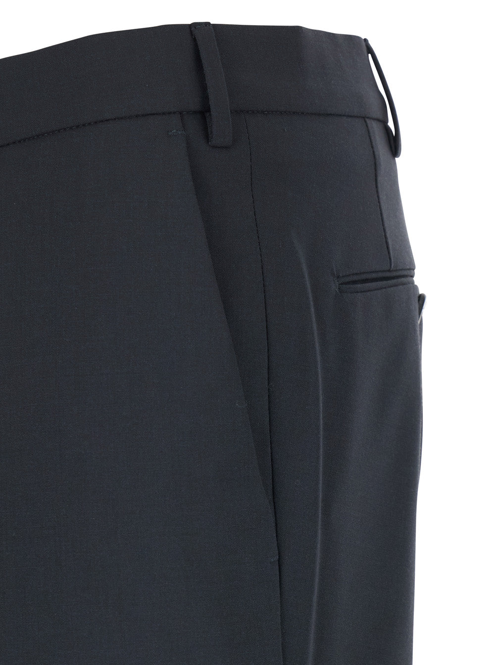 Slim Fit Pants with Belt Loops and Back Welt Pockets in Dark Grey Wool for Men Virgin Elastane Trousers
