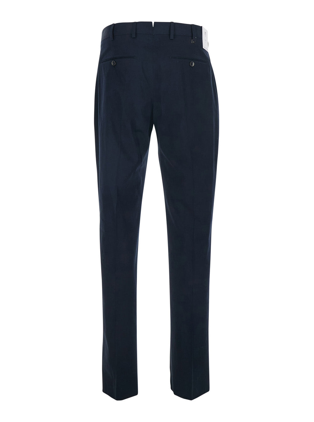 Blue Pants with Belt Loops and Two Welt Pockets on the Back in Cotton for Men Blu Elastane Trousers