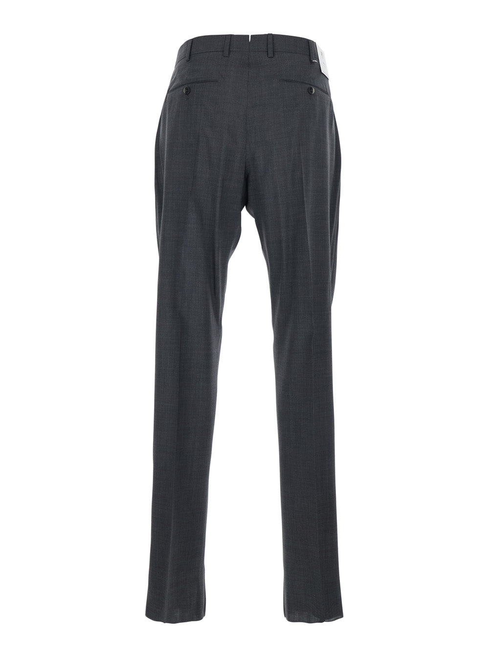 Slim Fit Trousers with Belt Loops and Front Pleats in Grey Wool for Men Virgin