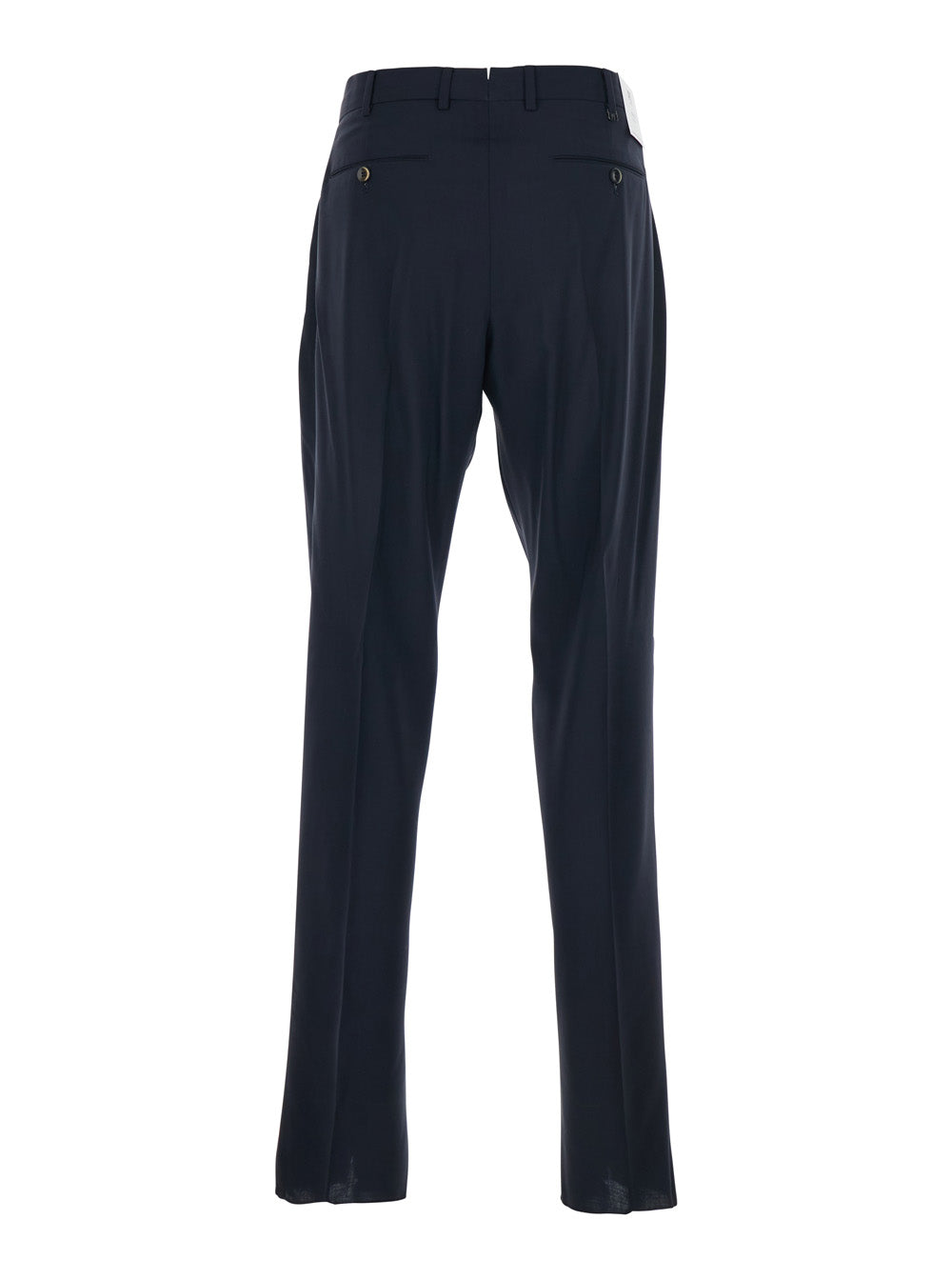 Slim Fit Trousers with Belt Loops and Front Pleats in Blue Wool for Men Blu Virgin