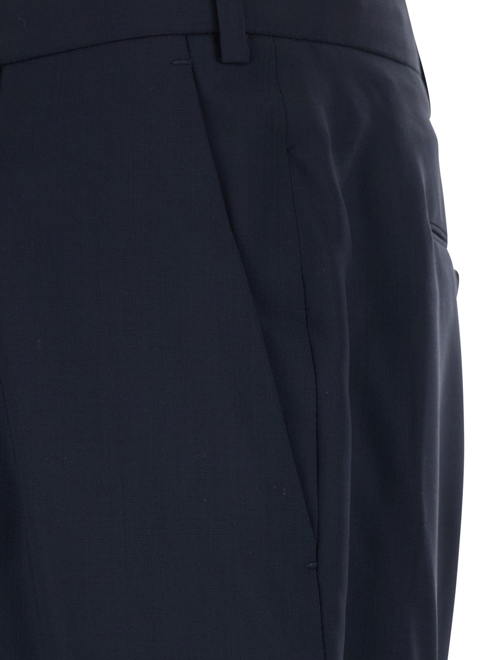 Slim Fit Trousers with Belt Loops and Front Pleats in Blue Wool for Men Blu Virgin