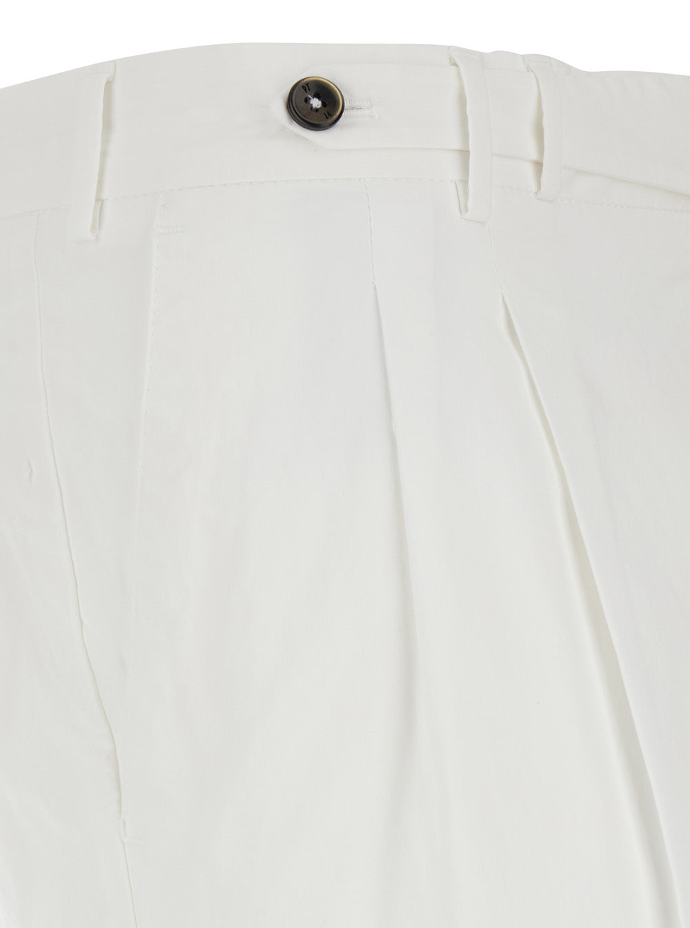 White Pants with Belt Loops and Front Pleats for Men Cotton Elastane Trousers