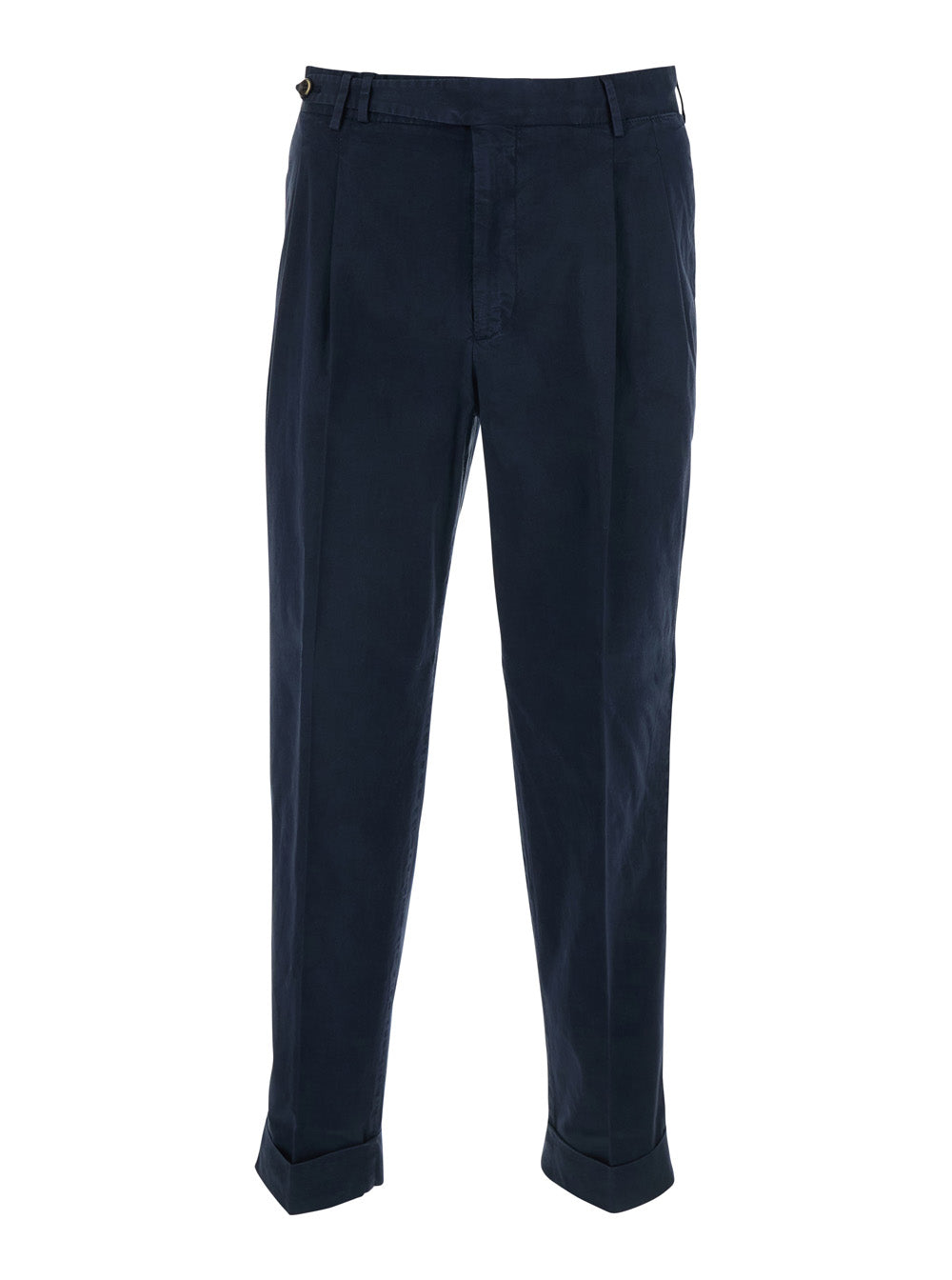 Blue Trousers with Belt Loops and Pleats on the Front in Cotton for Men Blu Elastane