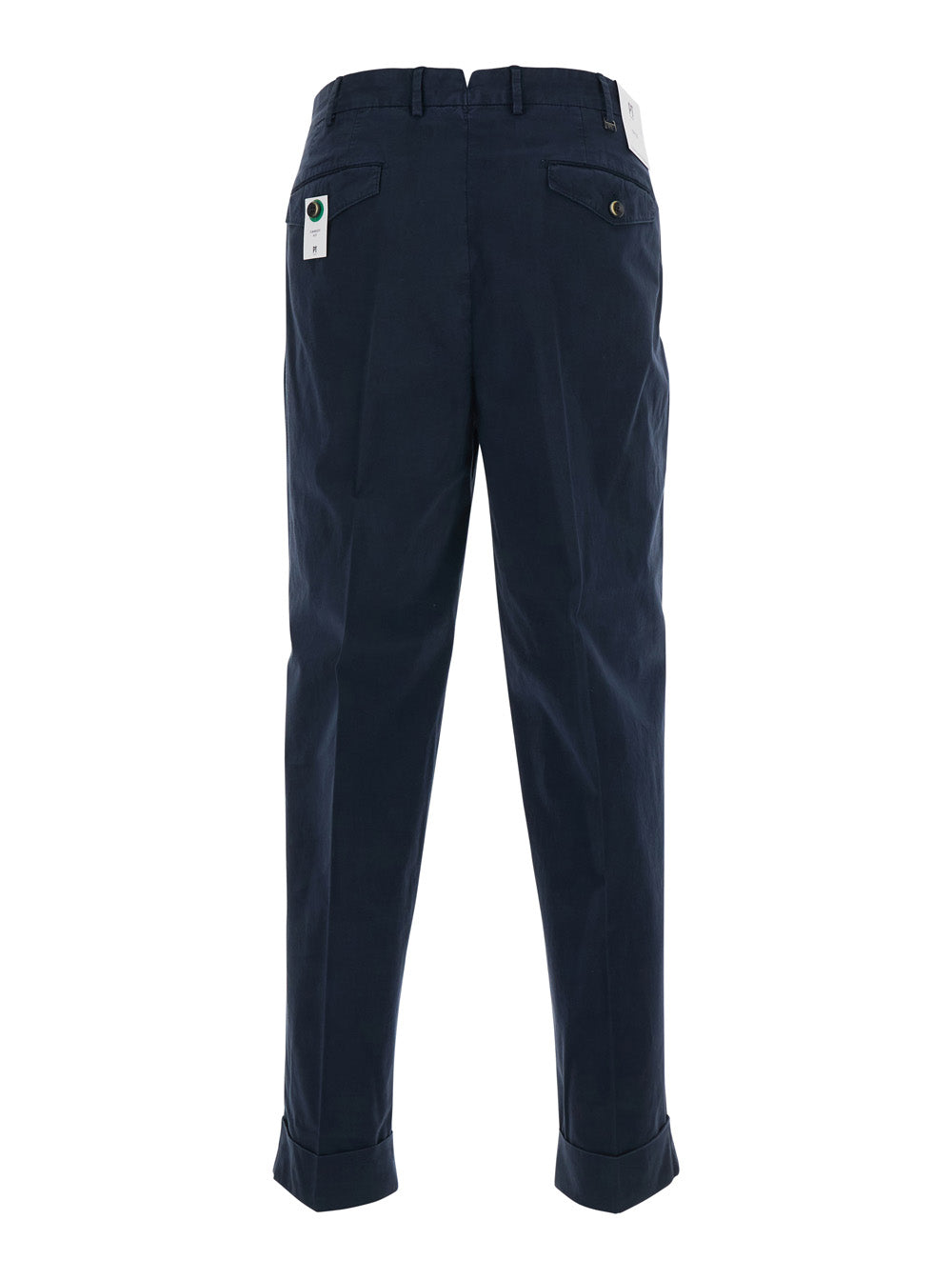 Blue Trousers with Belt Loops and Pleats on the Front in Cotton for Men Blu Elastane