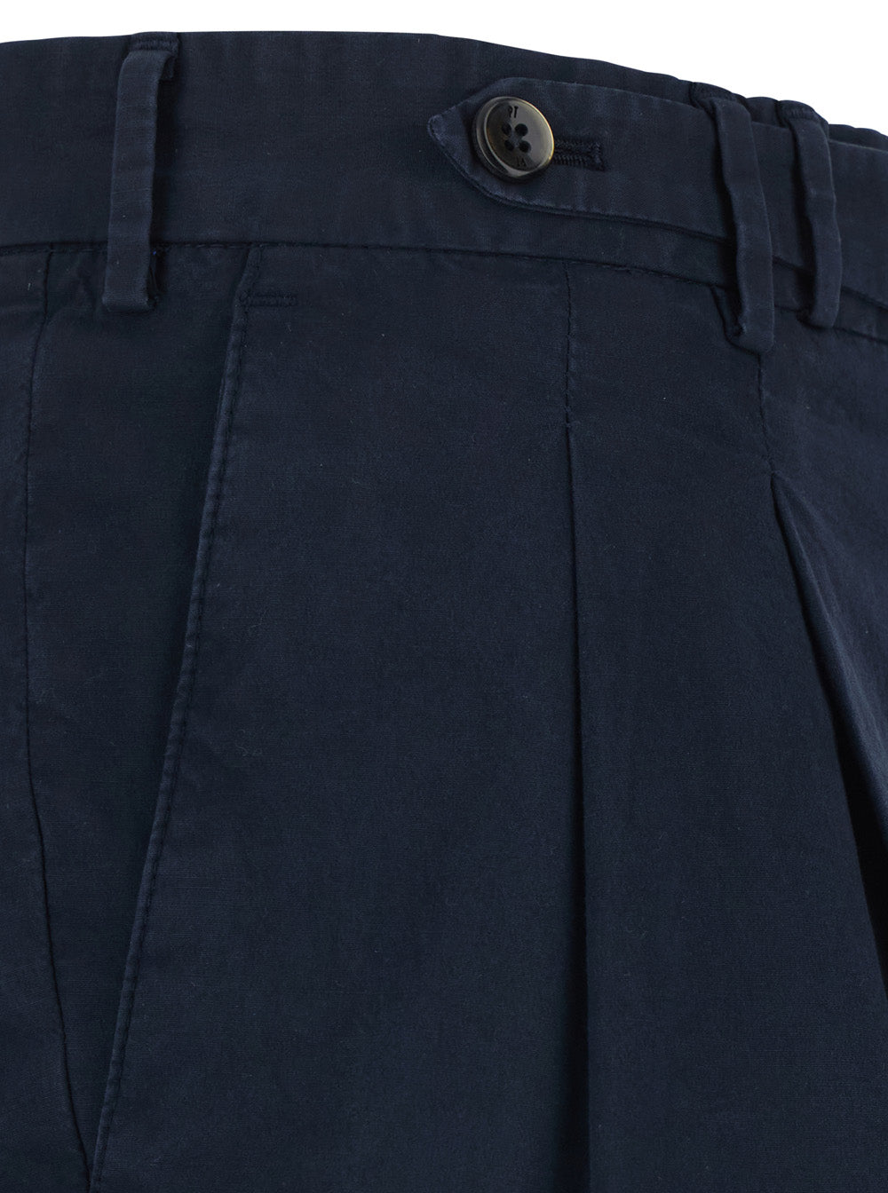 Blue Trousers with Belt Loops and Pleats on the Front in Cotton for Men Blu Elastane