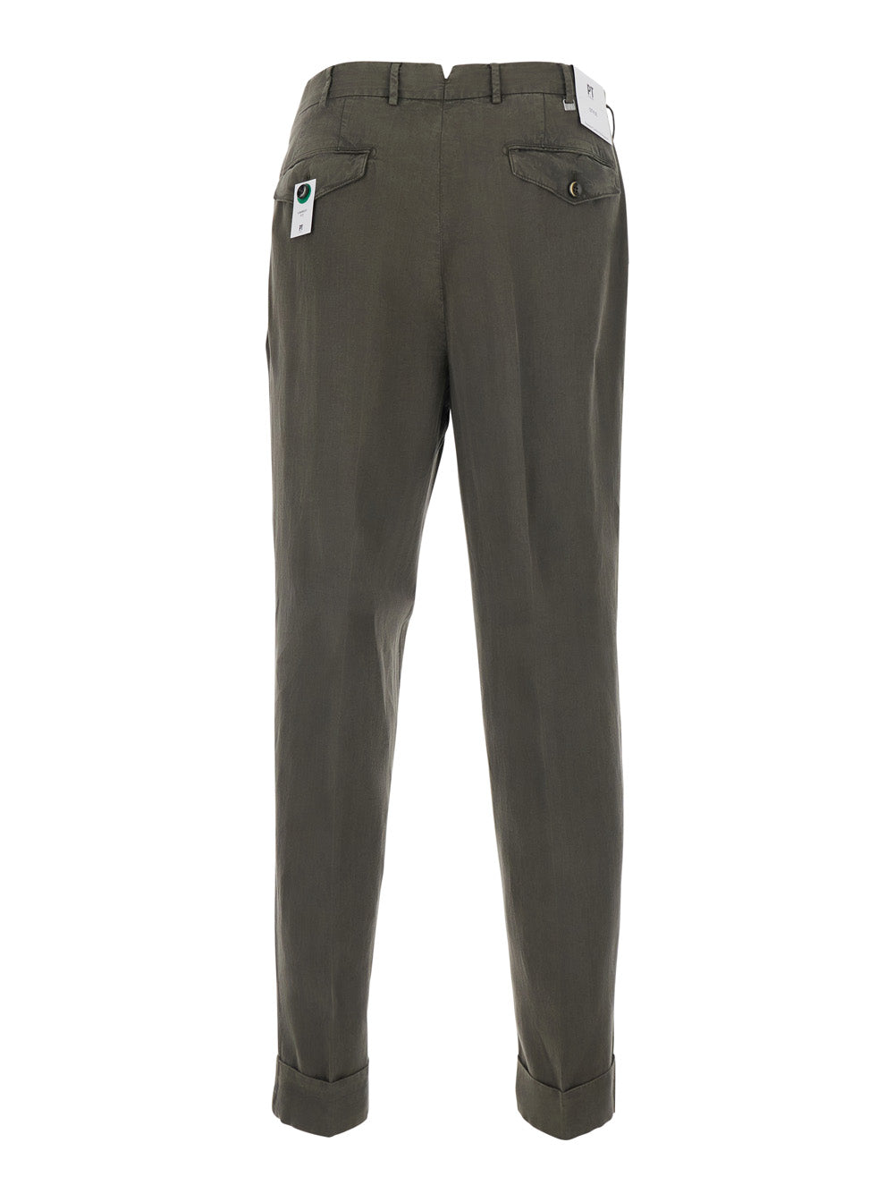 Pants With Pockets And Raw Hems Brown Tech Fabric For Men Trousers