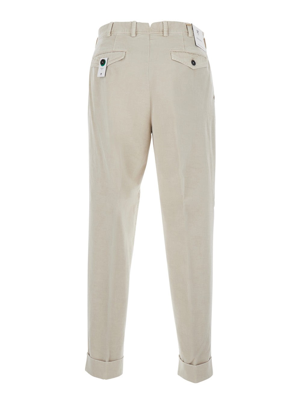 Pants With Pockets And Finished Hems Tech Fabric Beige Men Trousers