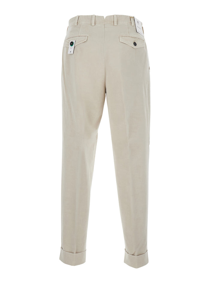 Pants With Pockets And Finished Hems Tech Fabric Beige Men Trousers
