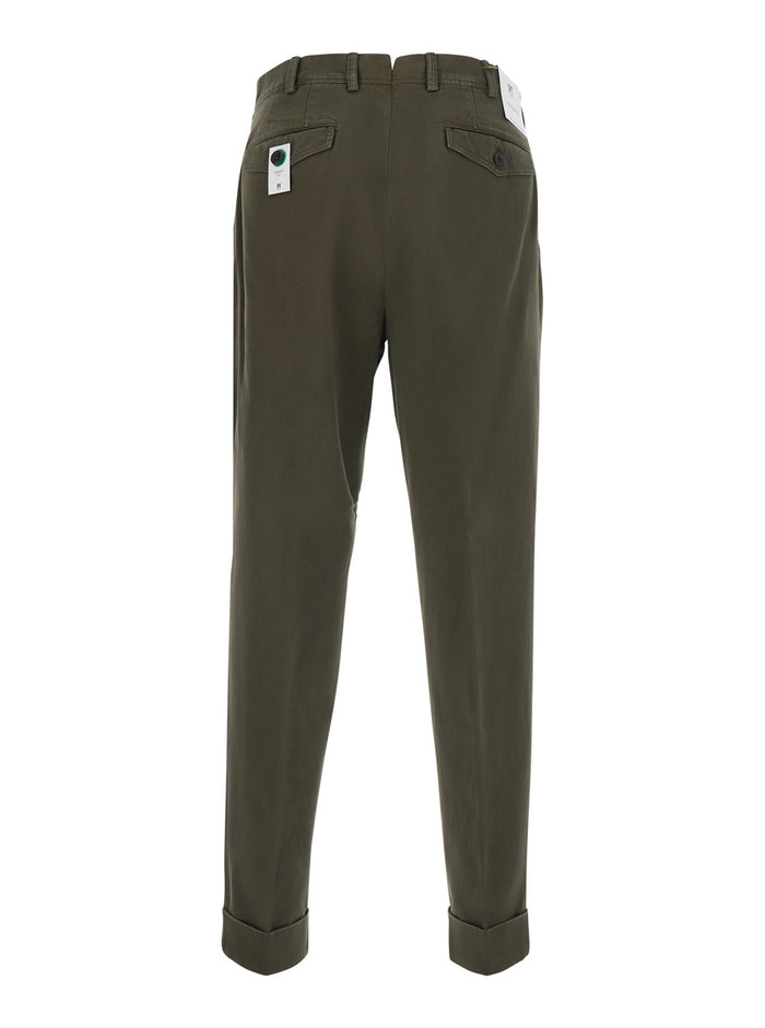 Pants With Side Pockets And Straight Hem Brown Tech Fabric For Men Trousers