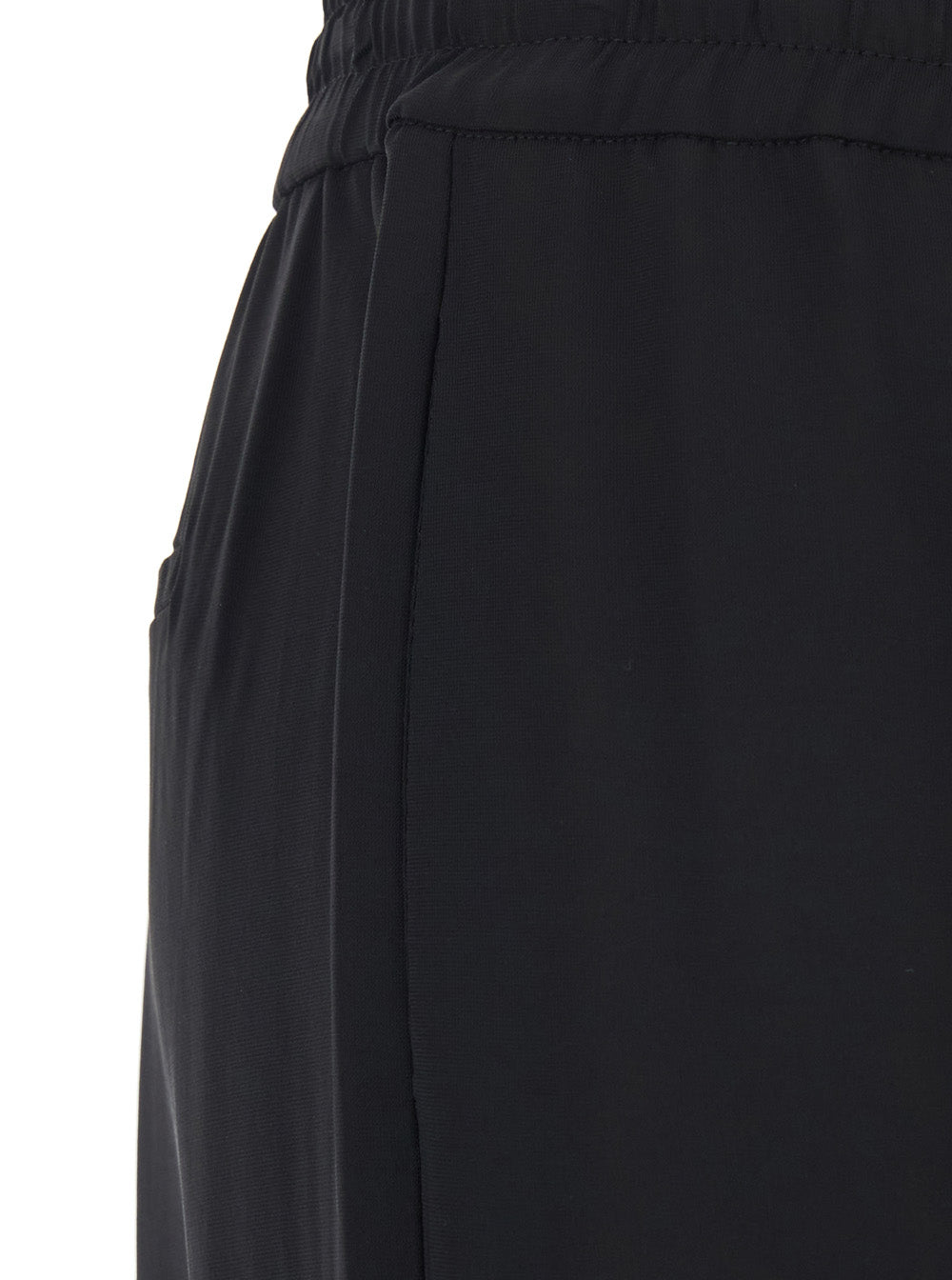 Black Pants with Elastic Waist and Drawstring in Viscose for Women Elastane Trousers