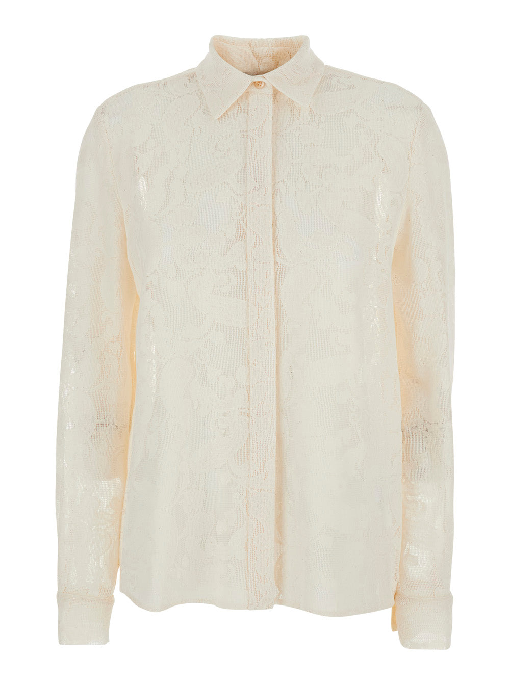 White Shirt LUCILLA LACE COTTON with Details for Women Polyamide And Blouses