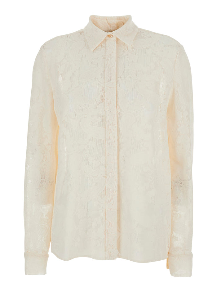 White Shirt LUCILLA LACE COTTON with Details for Women Polyamide And Blouses