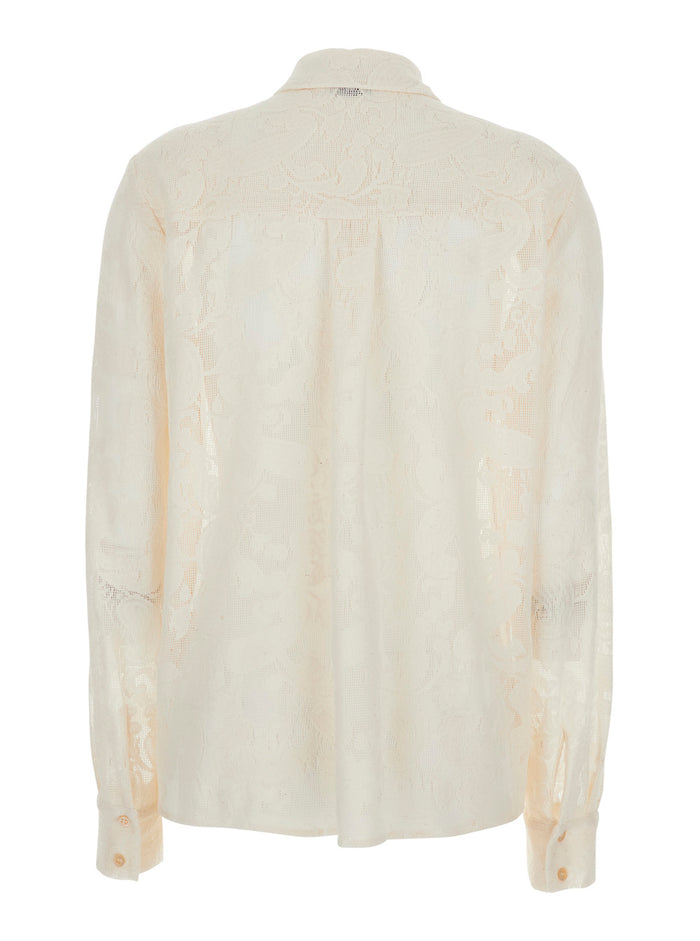 White Shirt LUCILLA LACE COTTON with Details for Women Polyamide And Blouses