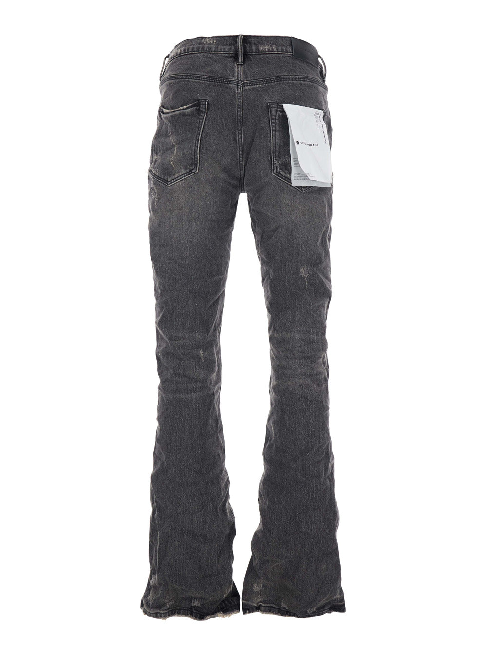 Flared Jeans with Crumpled Effect in Black Denim for Men Grey Cotton Elastane
