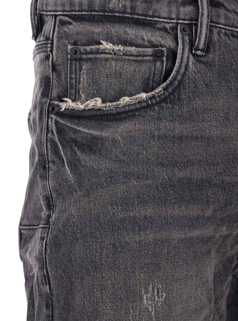 Flared Jeans with Crumpled Effect in Black Denim for Men Grey Cotton Elastane