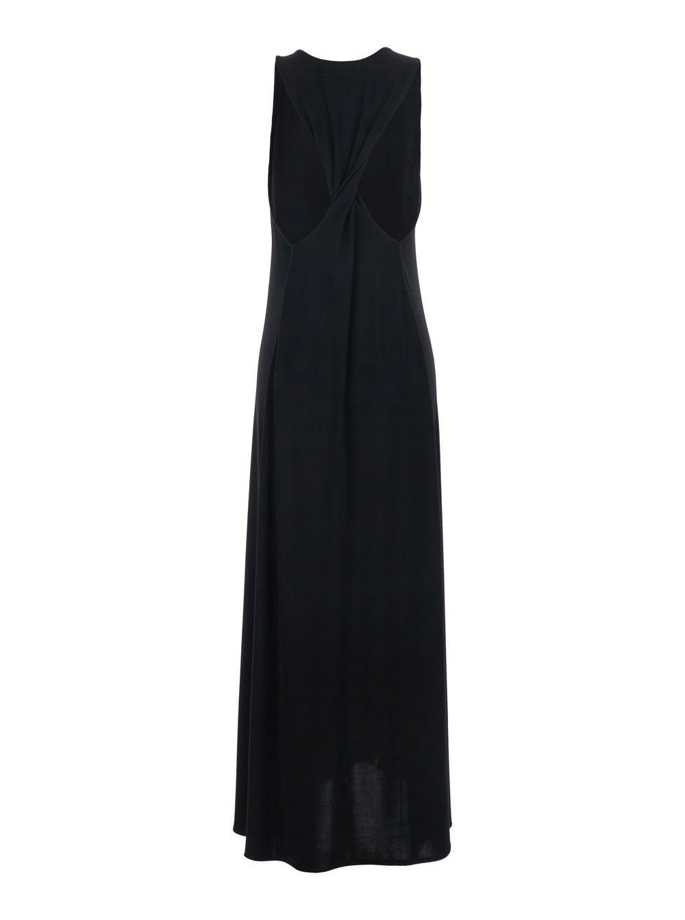 Long Black Dress With V-Neck And Sleeves Polyester For Women Spandex