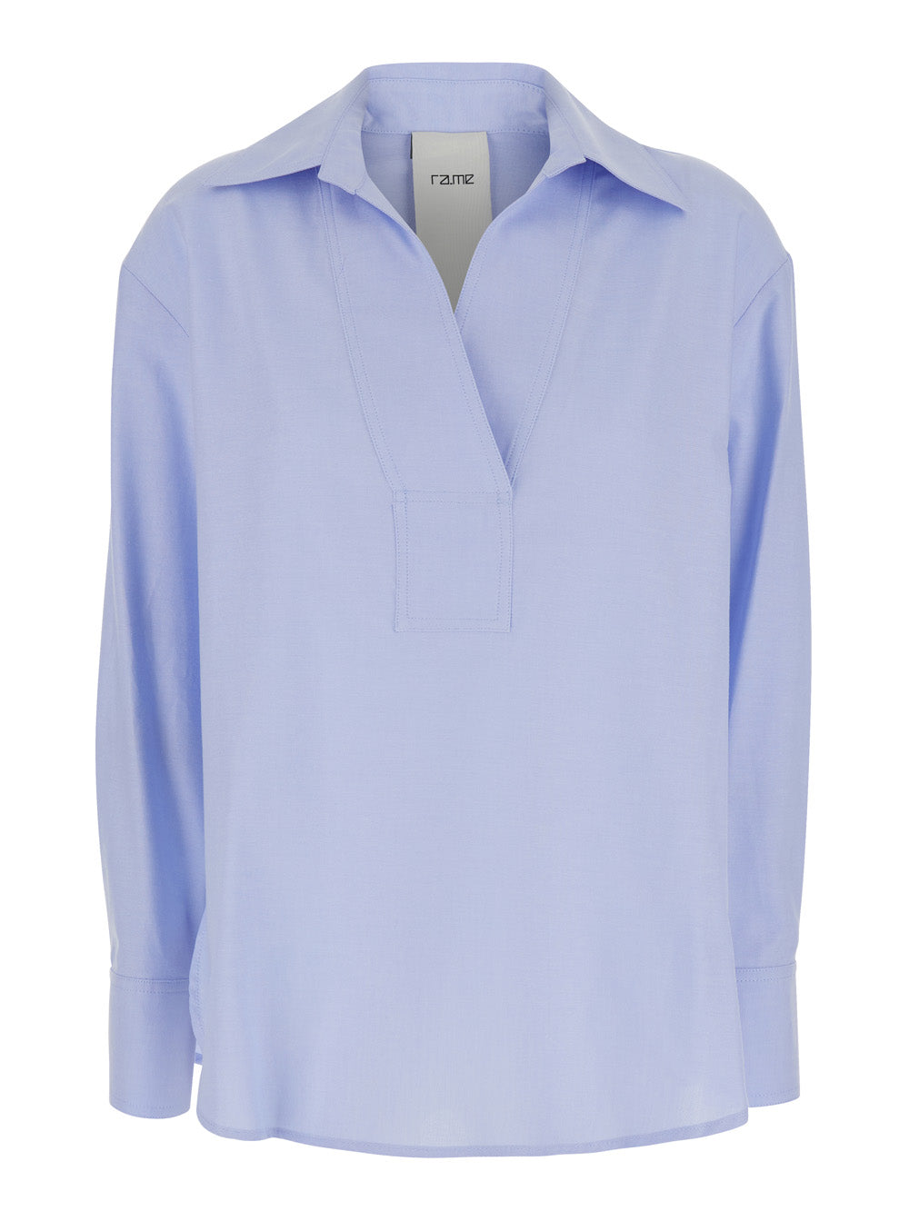 Shirt Blue With Classic Collar And Long Sleeves Cotton For Women Light Blouses