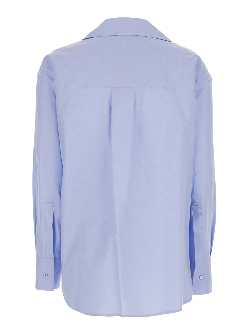 Shirt Blue With Classic Collar And Long Sleeves Cotton For Women Light Blouses
