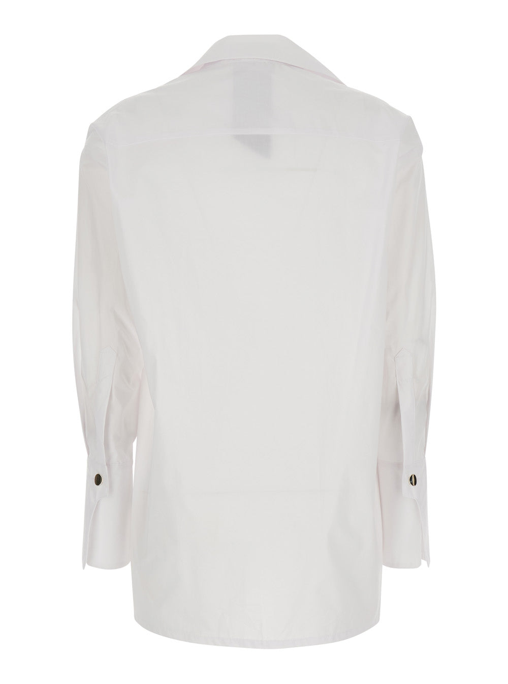White Shirt With Classic Collar And Long Sleeves Cotton For Women Blouses
