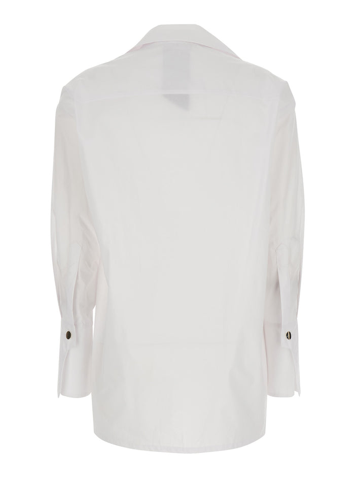 White Shirt With Classic Collar And Long Sleeves Cotton For Women Blouses
