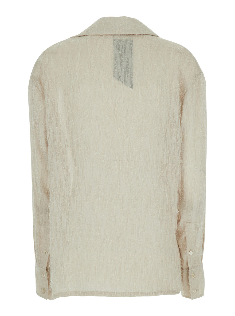 Shirt Beige With Classic Collar And Long Sleeves Polyester For Women Blouses