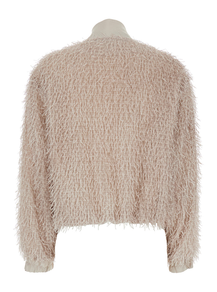 Pink Jacket Bomber With Front Zip Closure Womens