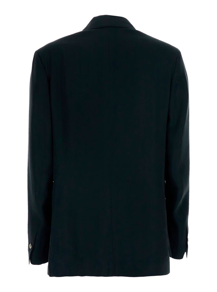 Black Blazer - Jacket With Front Closure And Side Pockets Modal Polyester Women Blazers