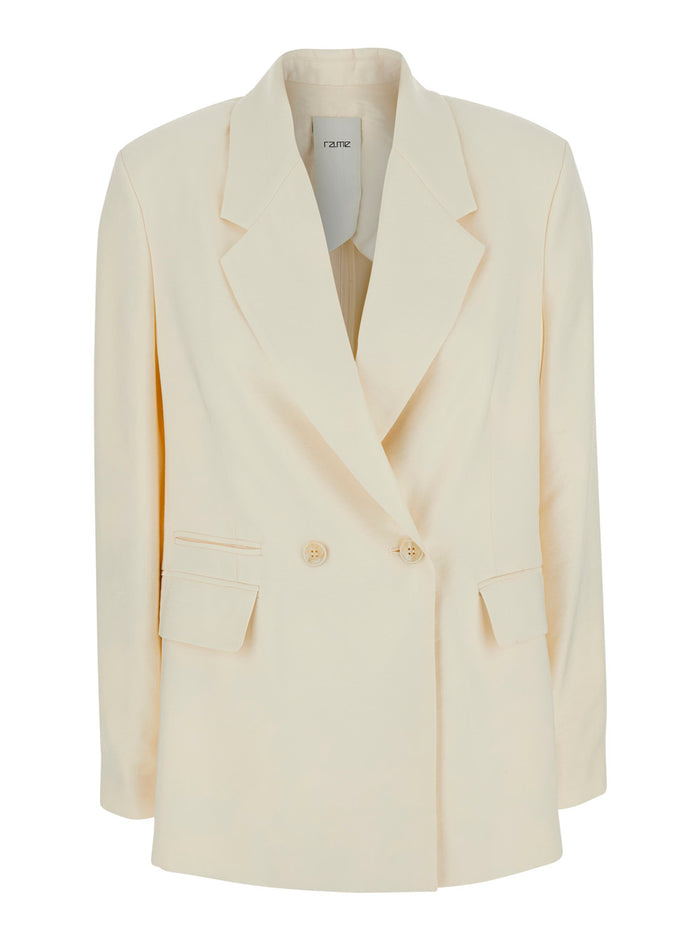 White Blazer - Jacket With Notched Revers And Button Closure Modal Polyester Women Blazers