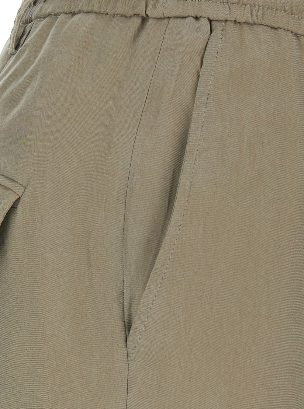 Green Trousers With Elastic Waist And Side Pockets Cupro Viscose For Men