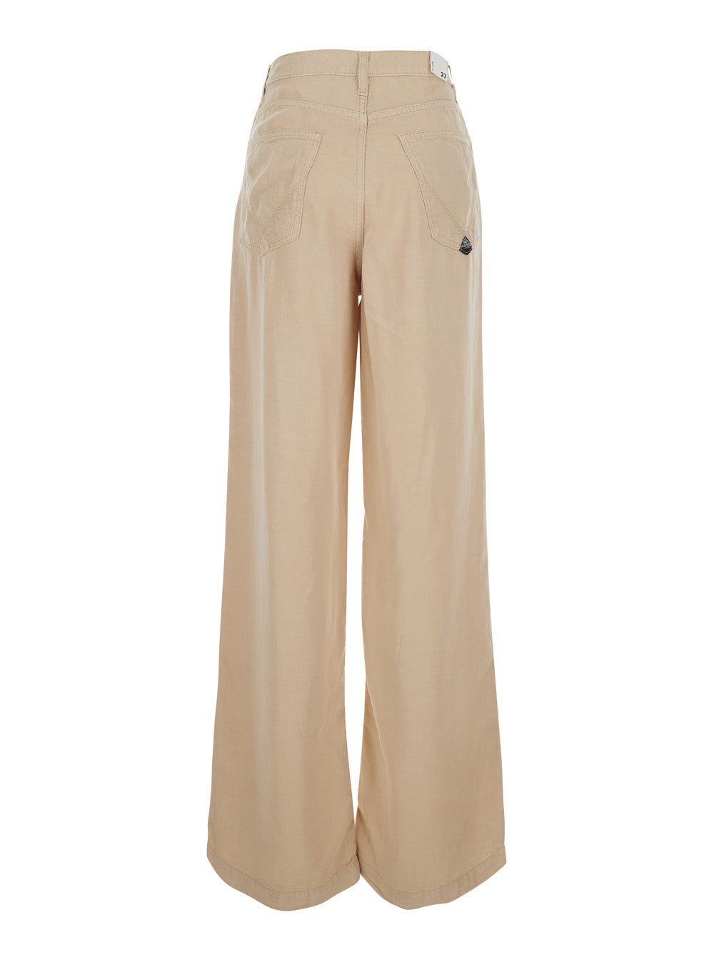 Beige Marta Jeans With Front Pockets And Contrast Details Tencell Women