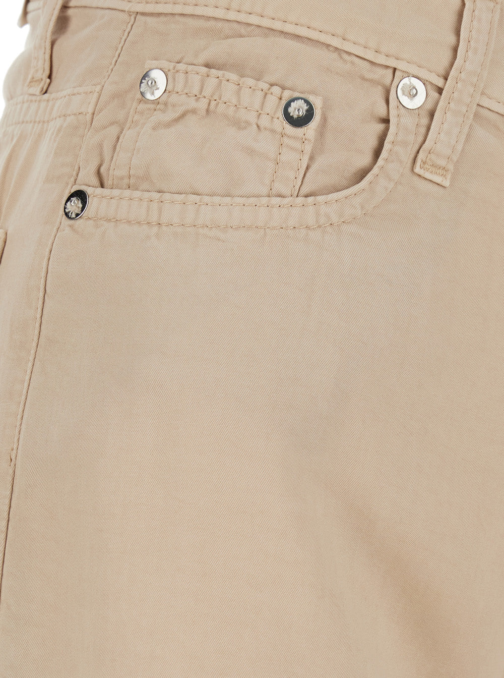 Beige Marta Jeans With Front Pockets And Contrast Details Tencell Women