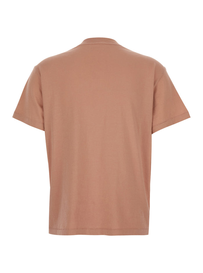 T-Shirt Tp With Round Neck And Short Sleeves Beige Cotton For Women Pink Tshirts Polo Shirts