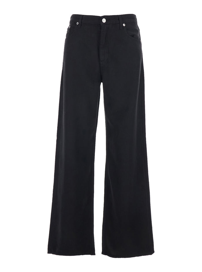 JS) Super Wide WOMAN Light Bull Tencel Old Reverse Black Jean