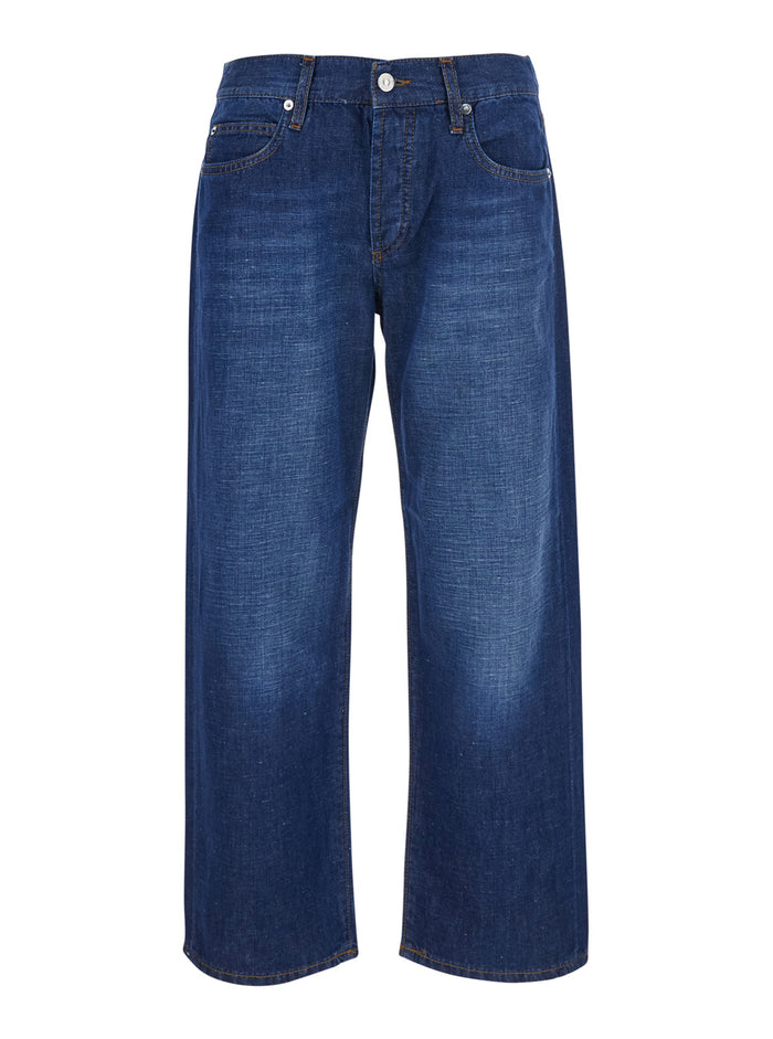 JS) New Oskar WOMAN Denim Cotton Linen Neptune Blue Blu Jean