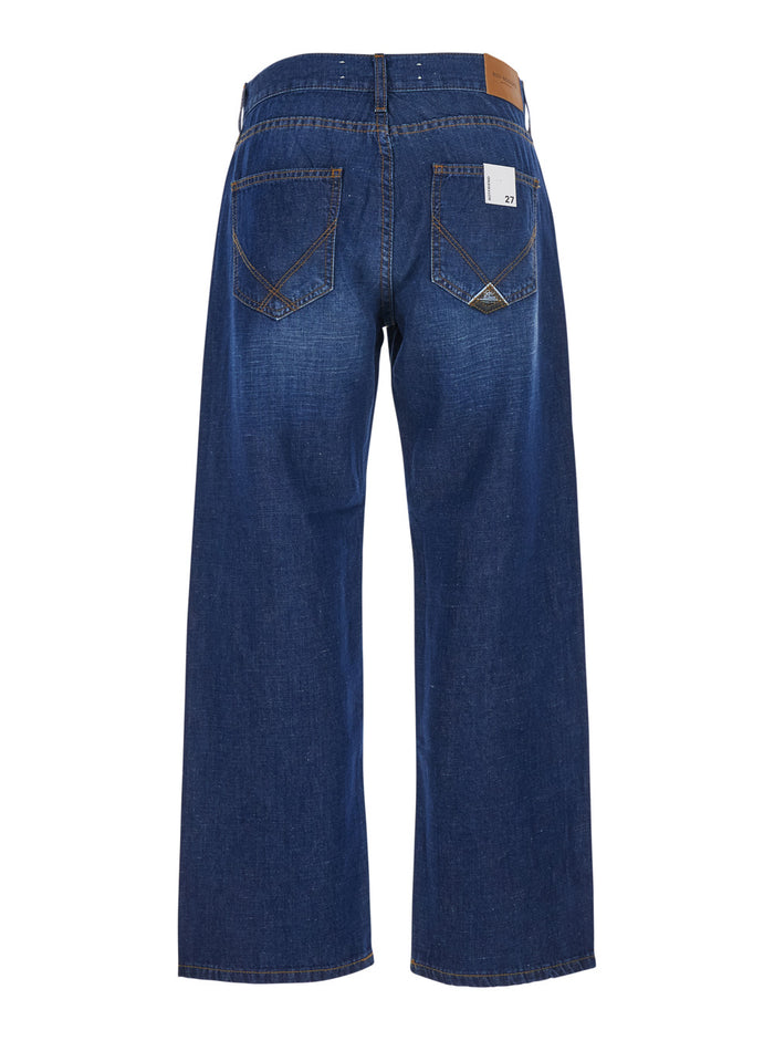 JS) New Oskar WOMAN Denim Cotton Linen Neptune Blue Blu Jean
