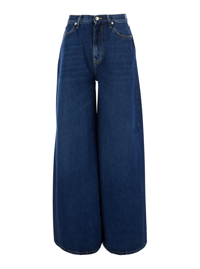 Kaori Jeans With Pockets And Frayed Hems Blue Lyocell Cotton For Women Blu