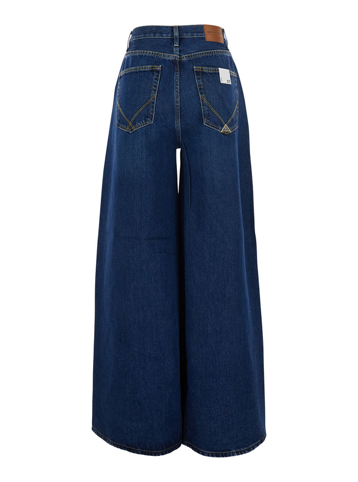 Kaori Jeans With Pockets And Frayed Hems Blue Lyocell Cotton For Women Blu
