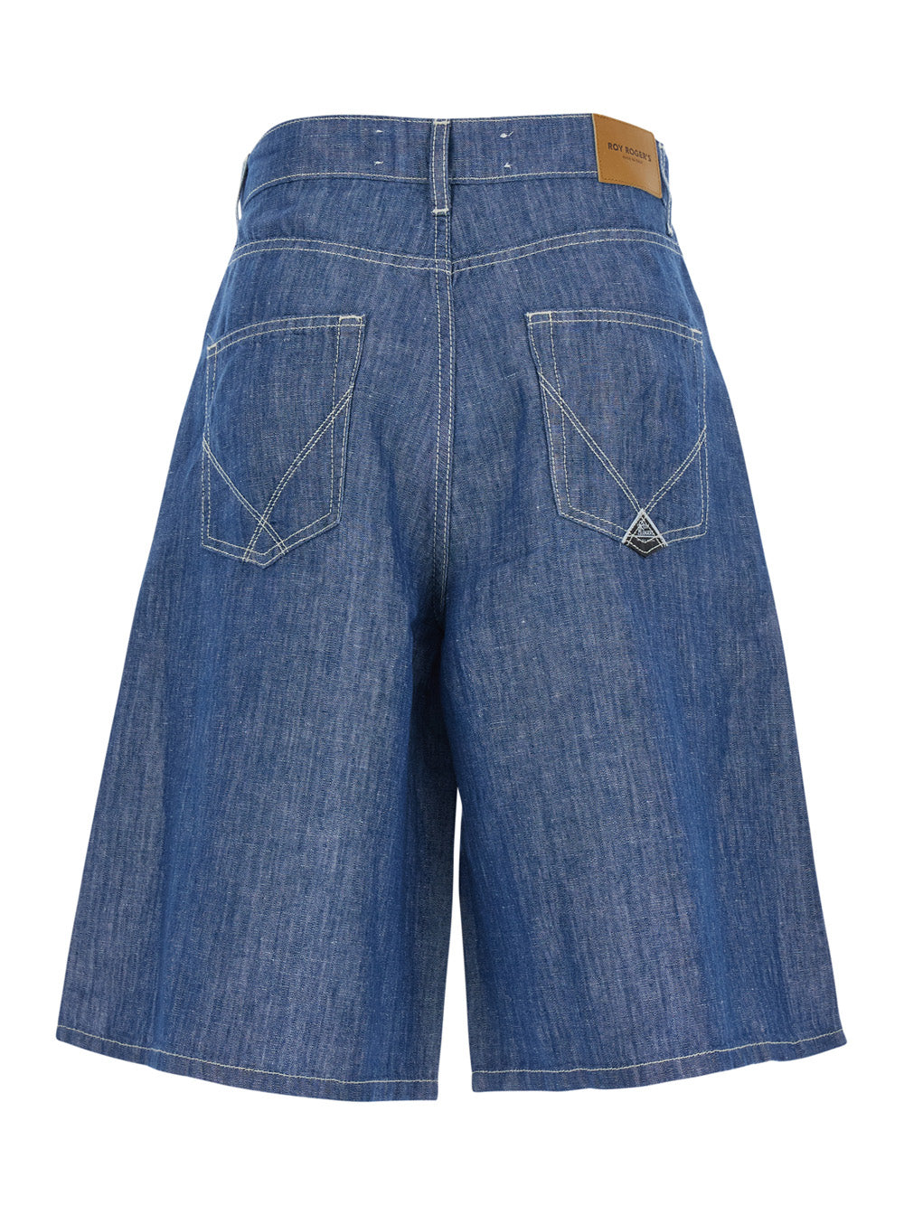BM) Berm. Billie WOMAN Chambray cotton linen Rinse Indigo Blu Shorts And Bermuda