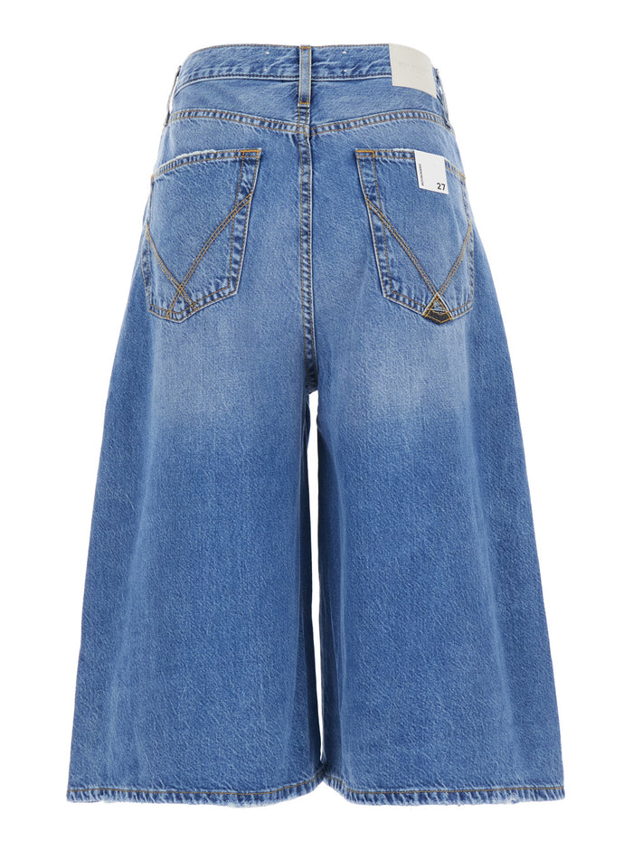 BM) Berm. Kaori WOMAN Denim Tencel Ocean Blu Shorts And Bermuda