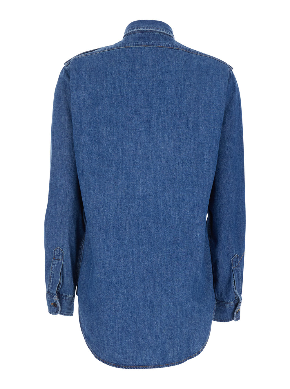 Military Shirt R.R.EVA HERZIGOVA Blue with Classic Collar and Long Sleeves in Cotton for Women Blu Blouses