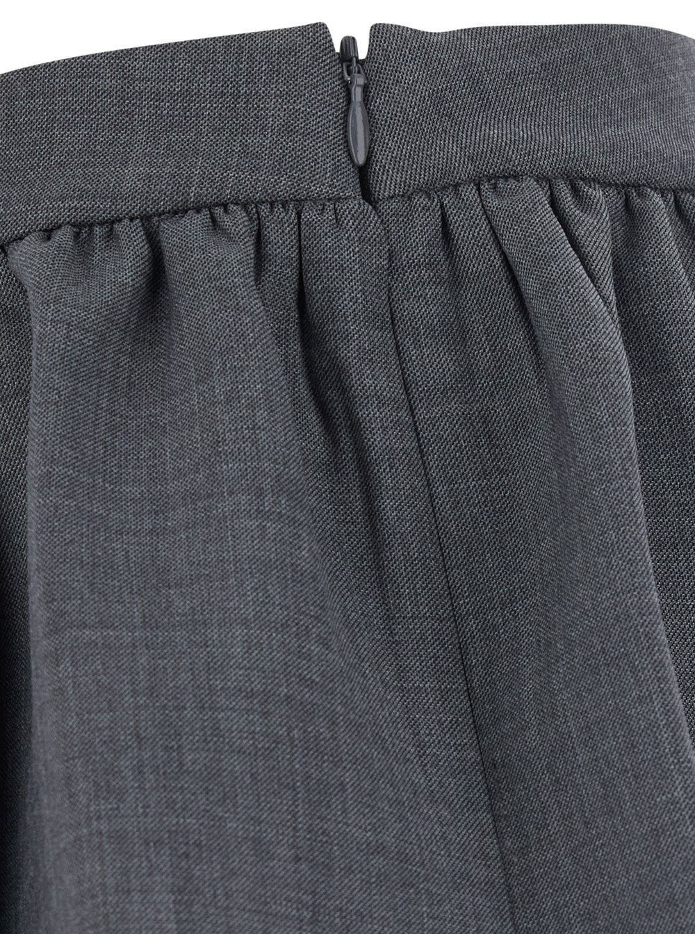 Gray Tuck Detail Pleated Skirt with Pleats and Stripe Details in Wool Polyester for Women Grey